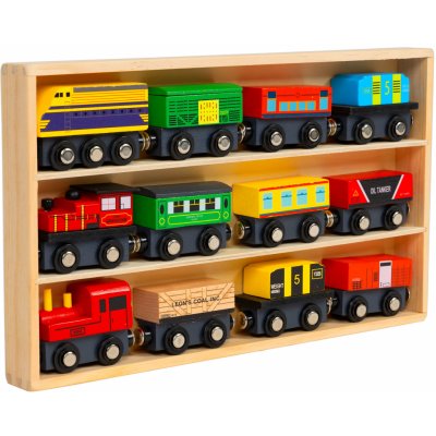 InnoVibe Dřevěné vláčky s vagóny 3 lokomotivy a 9 vagónů – Zboží Mobilmania