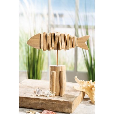 Gilde Dřevěný stojan s reliéfem ryby, 22 cm 499067 – Hledejceny.cz