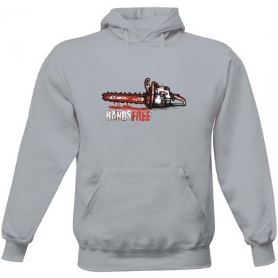 mikina s kapucí s potiskem Handsfree Šedá melír – Sleviste.cz