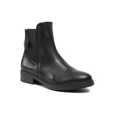 Tommy Hilfiger kotníková obuv s elastickým prvkem Th Leather Flat Boot FW0FW06749 black