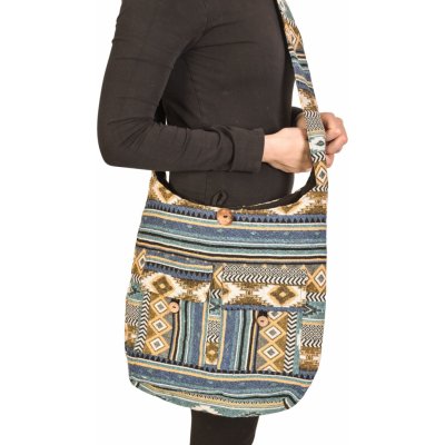 Sanu Babu taška přes rameno barevná velká Aztec design 2 přední kapsy zip 40x36 cm 1K – Zboží Mobilmania