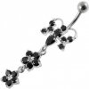 Piercing Šperky4U stříbrný piercing do pupíku černé zirkony BP01192-K