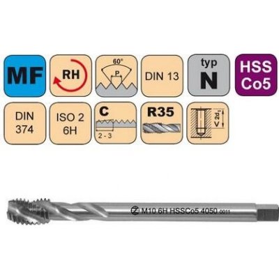 NÁSTROJE CZ Závitník strojní M6,5x0,75 ISO2 HSSCo5 DIN 374 RSP35 - 4050 - CZZ4050-M6,5X0,75-ISO2 – Hledejceny.cz