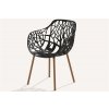Zahradní židle a křeslo Fast Hliníkové jídelní křeslo Forest, 56x56x80 cm, nohy iroko, lakovaný hliník powder grey