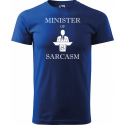 Sablio tričko s potiskem Minister of sarcasm modré