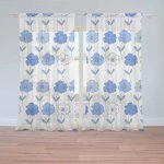 Záclony Modré květiny: 2 ks - 150x250 cm - Sablio – Hledejceny.cz