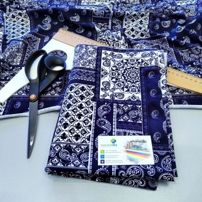 Moraviatex Balíček 1 metr -Jednolíc elastický bavlna/Elastan 6% digi tisk Patchwork modrotisk (0,35kg) – Hledejceny.cz