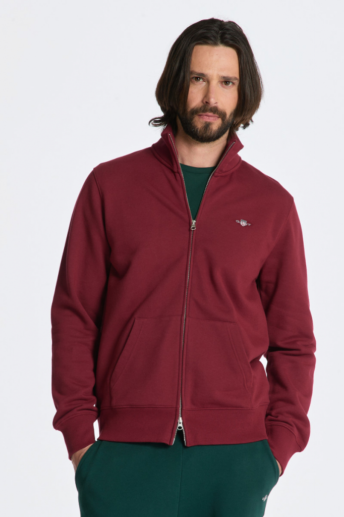 GANT REG SHIELD FULL ZIP SWEAT červená