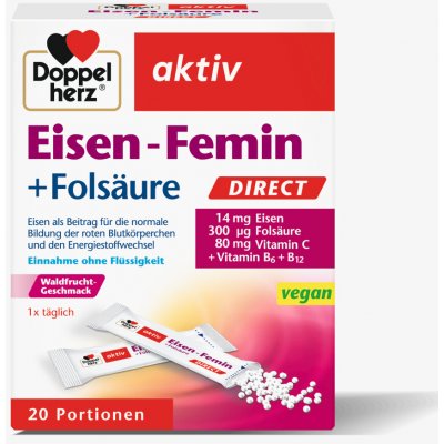 Doppel herz Eisen-Femin + Folsäure DIRECT 20 sáčků – Hledejceny.cz