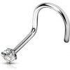 Piercing Šperky4U Zahnutý piercing do nosu titan čirý kamínek TIT1063C-025