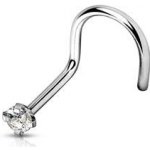 Šperky4U Zahnutý piercing do nosu titan čirý kamínek TIT1063C-025 – Zboží Dáma