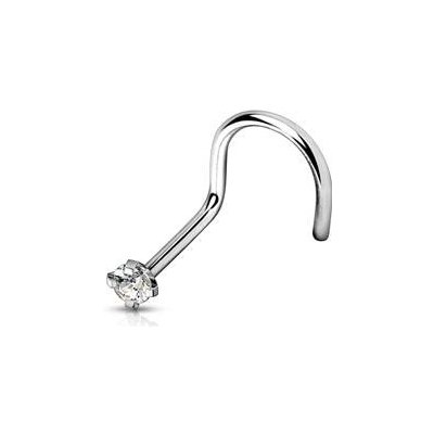 Šperky4U Zahnutý piercing do nosu titan čirý kamínek TIT1063C-025 – Zboží Dáma