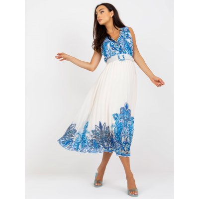 Šaty s mandalovým vzorem a plisovanou sukní DHJ-SK-13128.61 bílo-modré