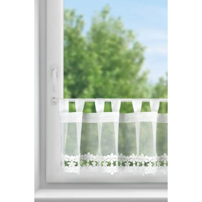 EUROFIRANY KRÁTKÁ ZÁCLONA NA POUTKÁCH KAJE 150X40 CM BÍLÁ – Hledejceny.cz