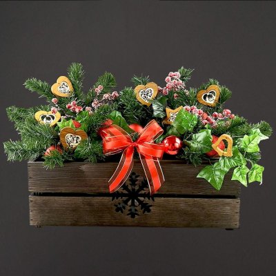 Amadea Dřevěný vánoční truhlík s vločkou tmavý 52x21,5x17 cm – Hledejceny.cz