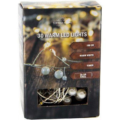 HIT Světelný řetěz s časovačem 30LED perly 100cm – Hledejceny.cz