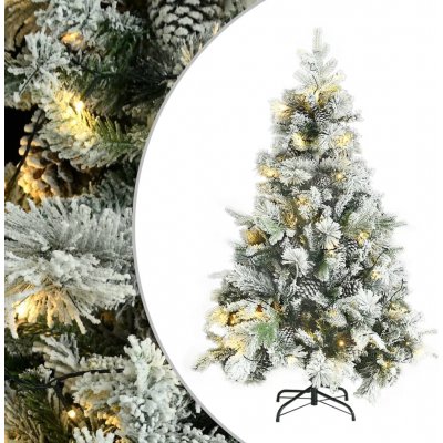 zahrada-XL Vánoční stromek zasněžený s LED a šiškami 150 cm PVC a PE