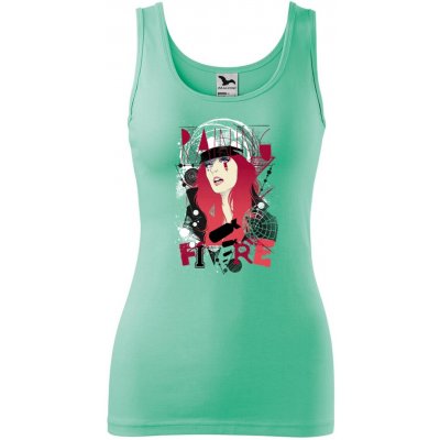 Dobrý Triko dámské tílko s potiskem Raining fire Mátová – Zboží Mobilmania