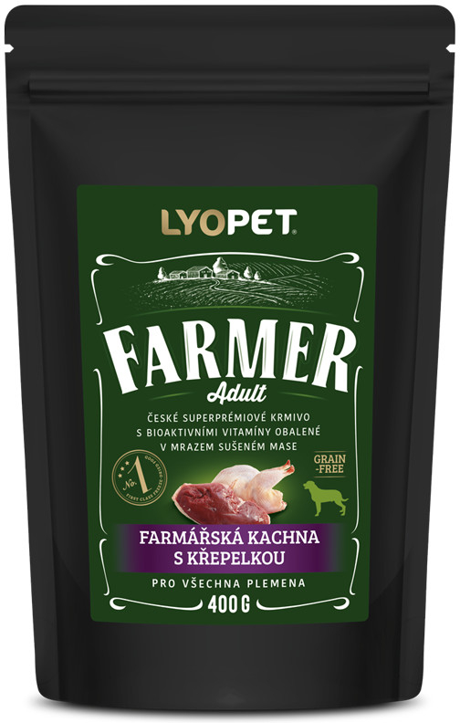 Lyopet Farmer Adult kachna s křepelkou bezobilné 0,4 kg