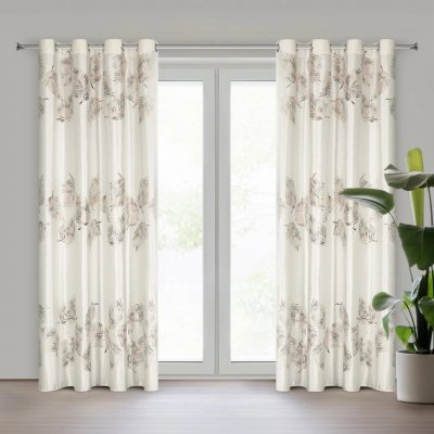EUROFIRANY ZATEMŇOVACÍ ZÁVĚS NA KROUŽCÍCH IDALIA 140X250 CM LISTY – Hledejceny.cz
