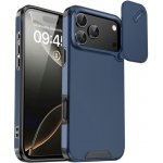 AppleKing matný kryt s posuvnou krytkou kamery pro iPhone 17 Pro - tmavě modrý – Zboží Mobilmania