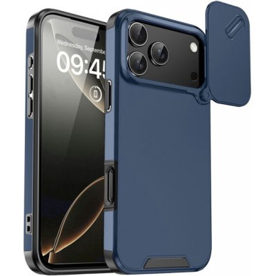 AppleKing matný kryt s posuvnou krytkou kamery pro iPhone 17 Pro - tmavě modrý – Zboží Mobilmania
