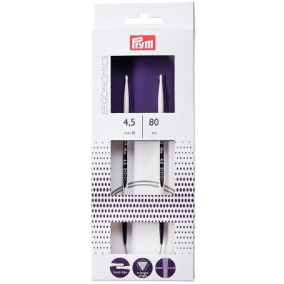 Prym pletací jehlice PRYM ERGO 215805, ergonomické plastové, kruhové, 1 kus, délka 80cm, velikost 4,5mm – Sleviste.cz
