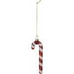 Clayre & Eef Červeno-bílá skleněná vánoční ozdoba cukrová hůlka - 4*1*12 cm - Clayre & Eef – Hledejceny.cz