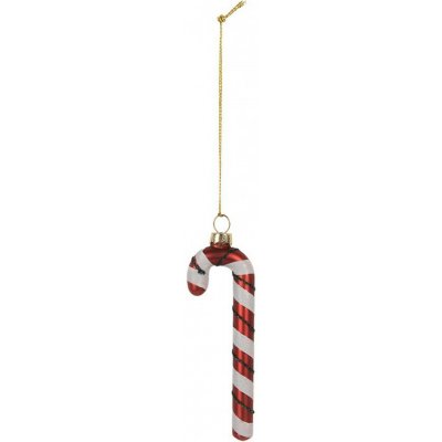 Clayre & Eef Červeno-bílá skleněná vánoční ozdoba cukrová hůlka - 4*1*12 cm - Clayre & Eef – Hledejceny.cz