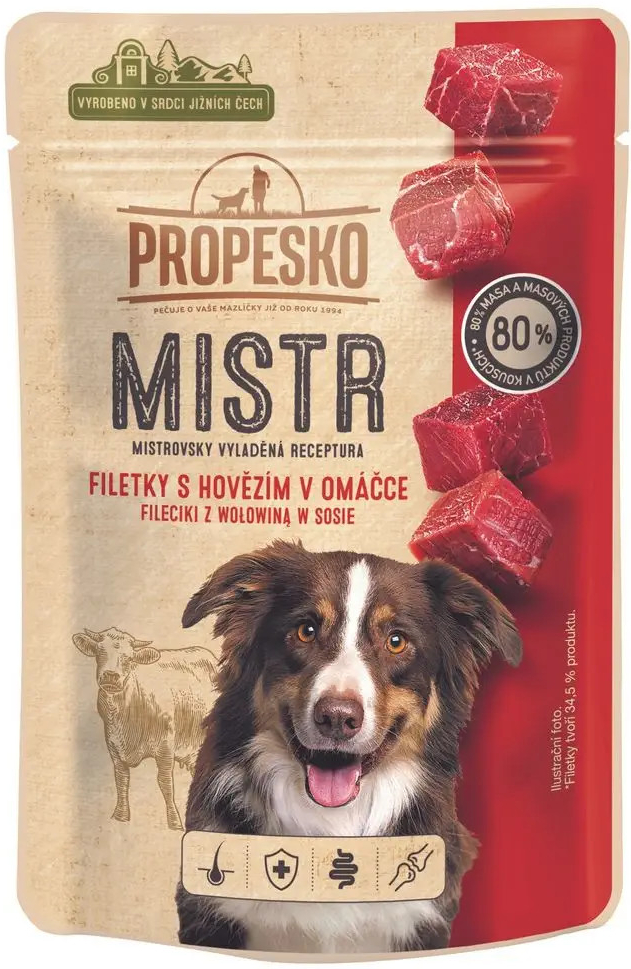 Propesko Mistr Adult Hovězí filetky v omáčce 28 x 85 g