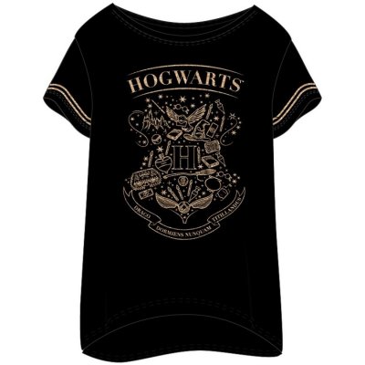 E plus M Harry Potter Hogwarts dámské pyžamové triko kr.rukáv černé