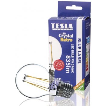 TESLA LED žárovka CRYSTAL RETRO BULB E27 7W 230V 835lm 15 000h 2700K 360°,Stmívatelná