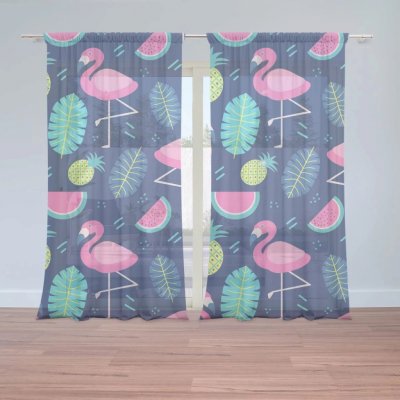 Záclony Růžoví plameňáci: 2 ks - 150x250 cm - Sablio – Hledejceny.cz