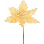 Kvet MagicHome Vianoce, Poinsettia, zlatá, 30 cm, veľkosť kvetu: 20,5 cm – Sleviste.cz