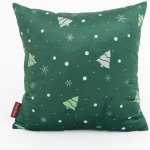 MKLuzkoviny.cz Vánoční Velvet Vločky a stromečky zelený 40 x 40 cm – Sleviste.cz