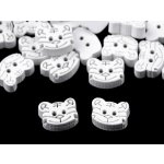 Knoflík s kočkou - černá, bílá Barva: bílá – Zboží Dáma