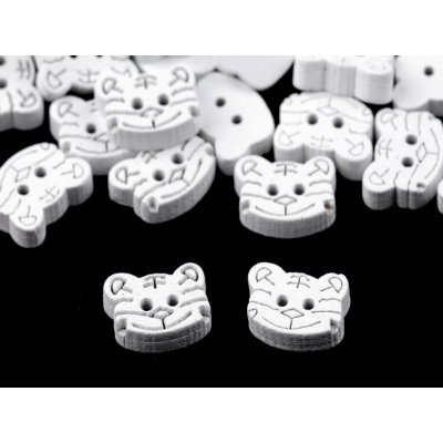 Knoflík s kočkou - černá, bílá Barva: bílá – Zboží Dáma