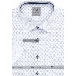 AMJ košile slim fit s krátkým rukávem bílá s modrým vzorem