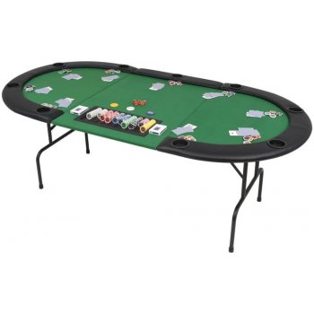 Greatstore Skládací pokerový stůl pro 9 hráčů 3 díly oválný zelený