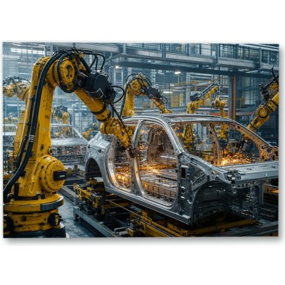 Plakát – Robotická výroba automobilové karoserie 35 × 25 cm Bez rámu Ano Bez rámu – Hledejceny.cz
