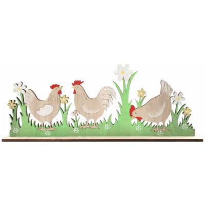 Dekorace Slepice na louce dřevěná 29,5 x 11 x 3 cm na postavení – Hledejceny.cz
