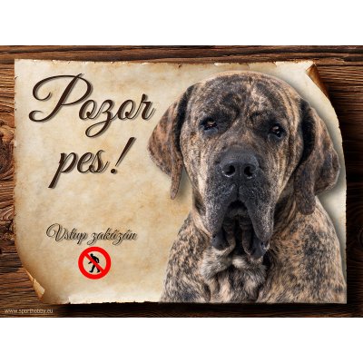 Sport hobby Cedulka Brazilská Fila Pozor pes zákaz 15 x 11 cm