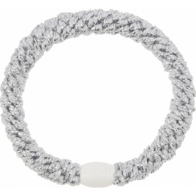 KKNEKKI Gumička do vlasů Kknekki Metalic Silver, šedá barva, stříbrná barva, textil – Zboží Dáma