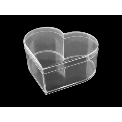 Prima-obchod Plastová krabička / box s víkem srdce 9,5x11x4,5 cm, barva transparent – Zboží Živě