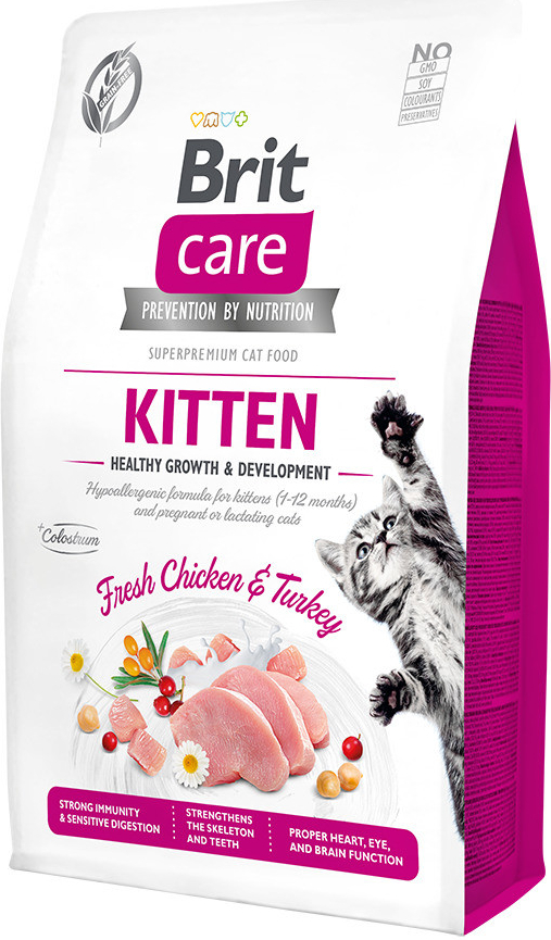 Brit Care Cat bez obilovin pro zdravý růst a vývoj koťat s kuřetem a krocanem 2 kg