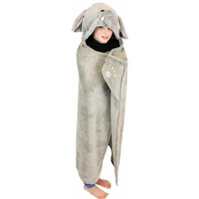 Cozy Noxxiez BL824 Slon hřejivá deka s kapucí se zvířátkem a tlapkovými kapsami
