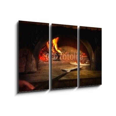 Obraz 3D třídílný - 105 x 70 cm - Pizza cotta con forno a legna Pizza cotta con prono a legna – Zbozi.Blesk.cz