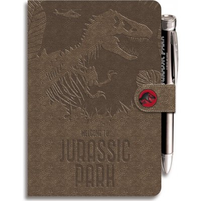CurePink Poznámkový blok se svítící propiskou Jurassic Park Jurský park T Rex A5 14,8 x 21,0 cm CBA5003 – Hledejceny.cz