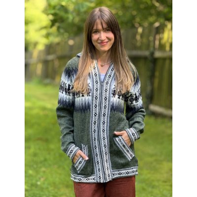 Unisex svetr Titicaca z vlny alpaky zelený – Zboží Dáma