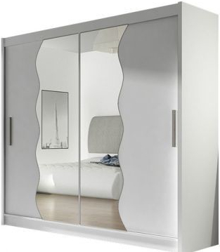 Kapol Bega X 180 cm s půleným zrcadlem a posuvnými dveřmi Matná bílá
